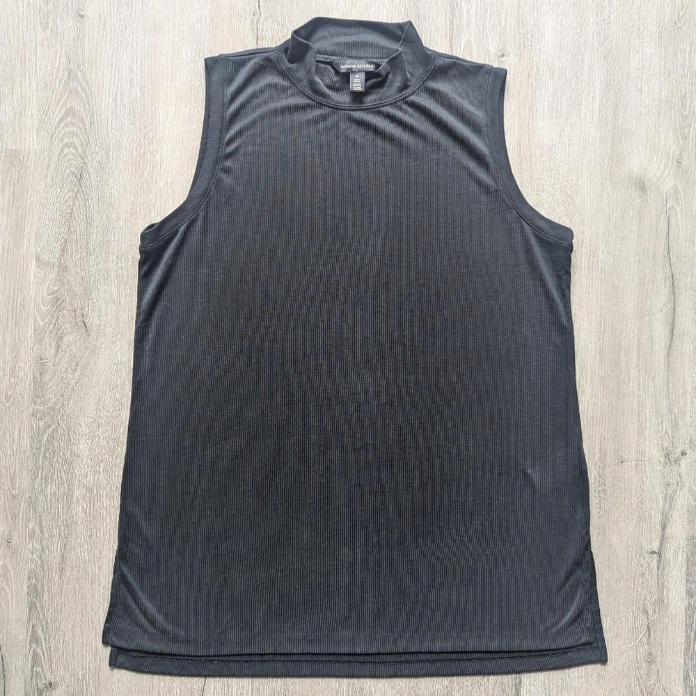 Black Sleeveless Mockneck Top